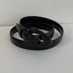Black Leather Skinny Belt Womens Small